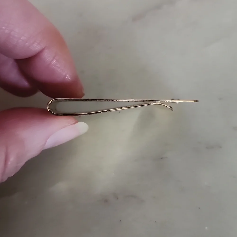 Vintage Gold Tone Money Clip with Single Crystal Accent
